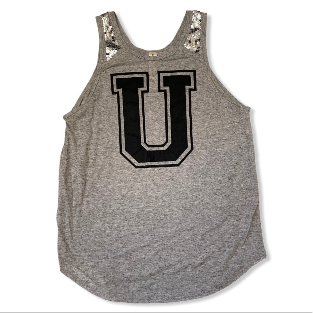 Lorna Jane Activewear Grey Sequin Tank Sz Med